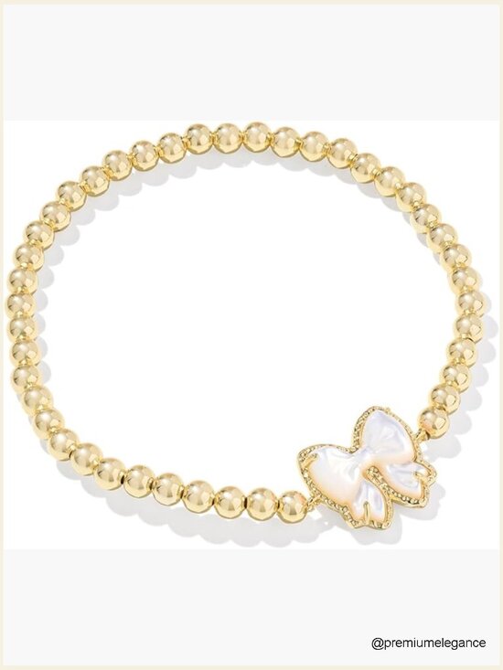 Altar Stretch Bracelet with Mother-of-Pearl Bow Charms